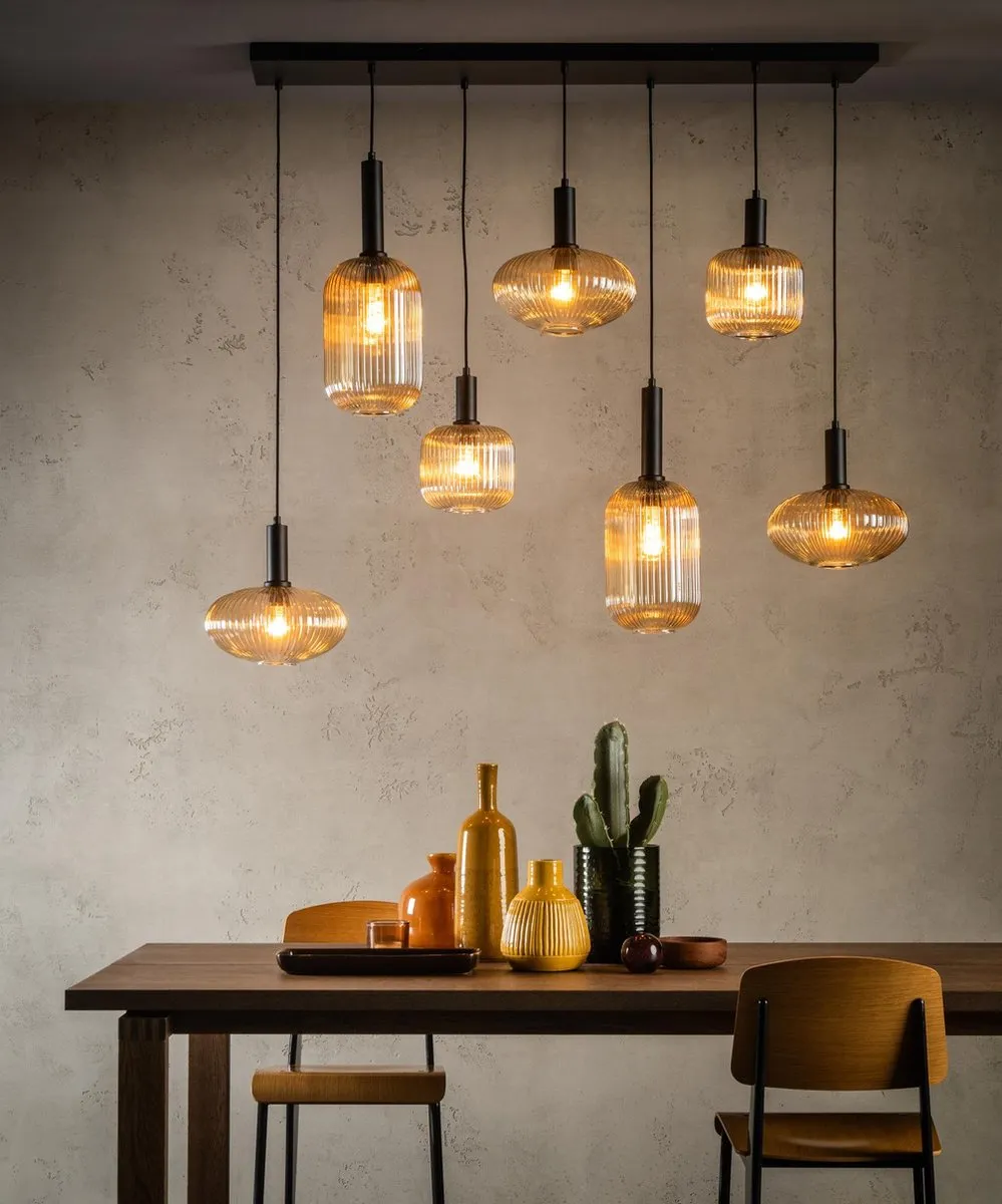Lucide Maloto Hanglamp 7xE27 - Amber - Ø30cm