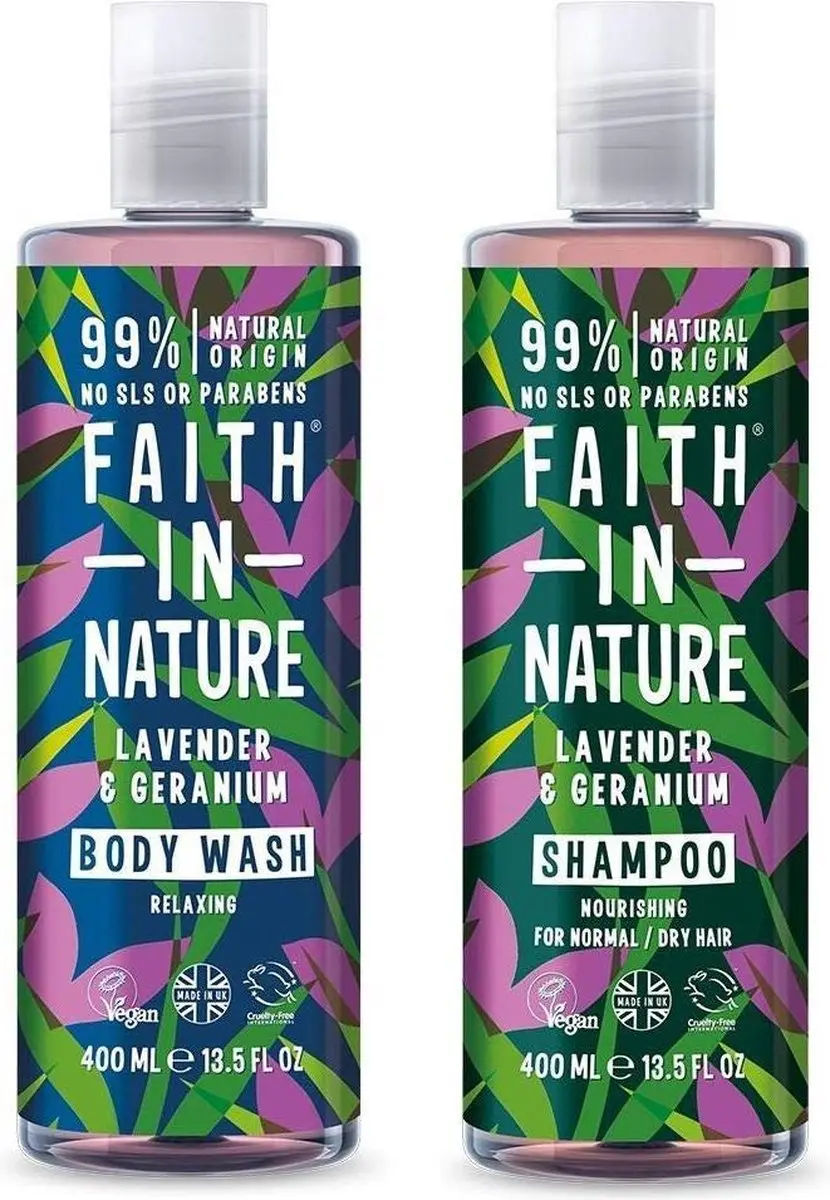 Faith In Nature Lavendel & Geranium Shampoo & Body Wash 2x400ml