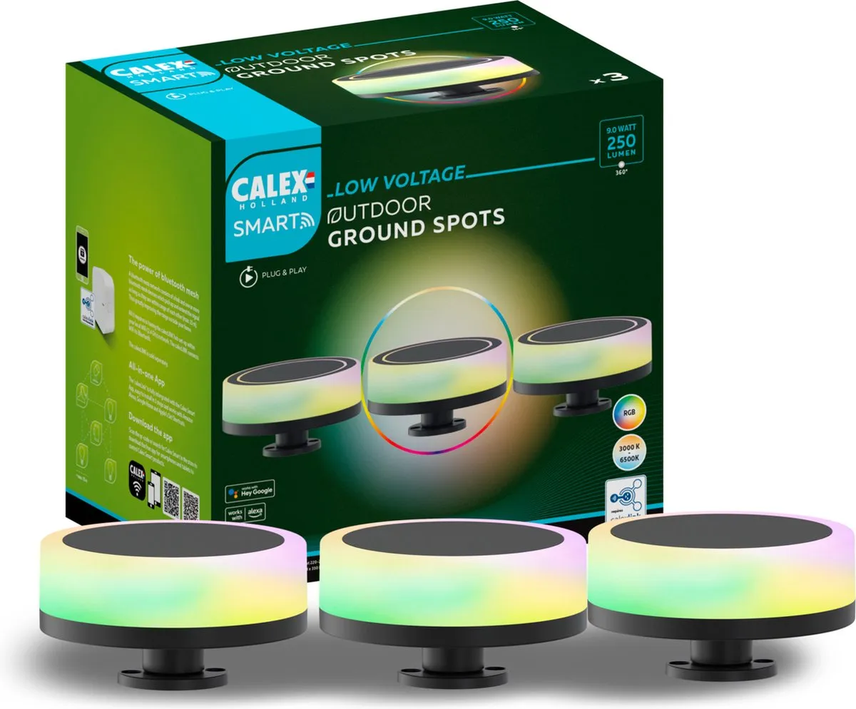 Calex Smart Outdoor Padverlichting RGB/Wit - Set van 3
