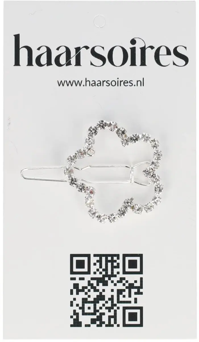 Haarsoires Bloem Strass Haarclip 2.5cm - Zilver