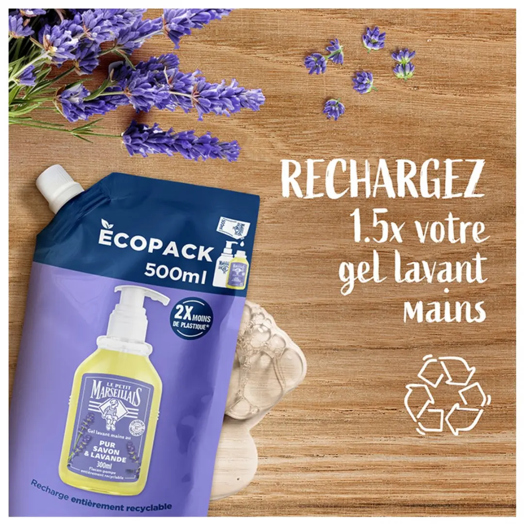 Le Petit Marseillais Handzeep Eco-Vulling 500ml - Pure Zeep & Lavendel