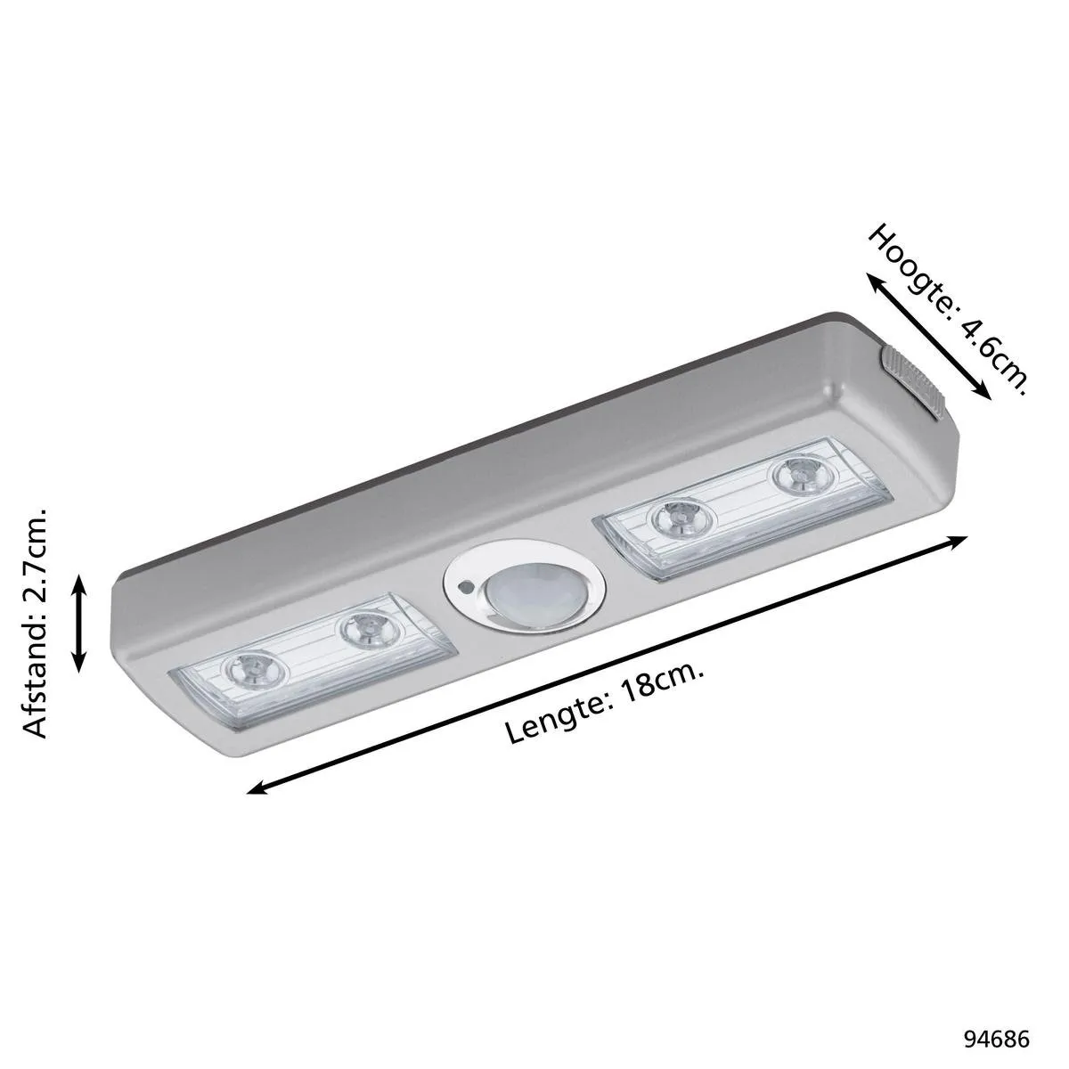 Eglo Baliola LED Wandlamp 4-lichts Sensor - Zilver