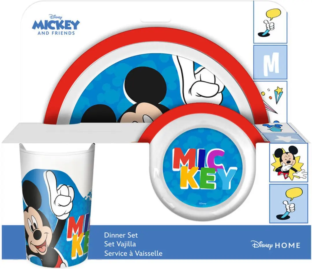 Disney Mickey Mouse Kinder Ontbijtset - 3-delig - Rood/Blauw