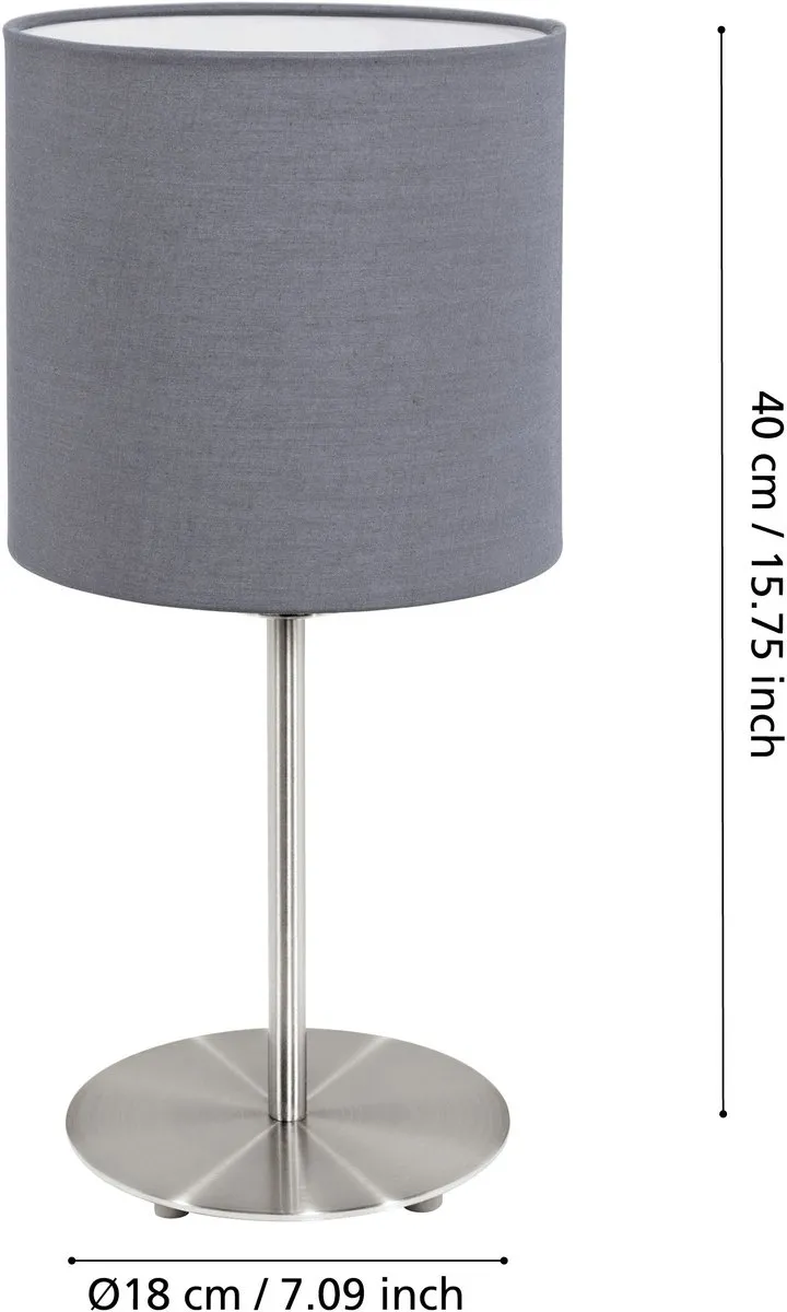 Eglo Pasteri Tafellamp E27 - Ø18cm - Grijs/Antraciet/Wit