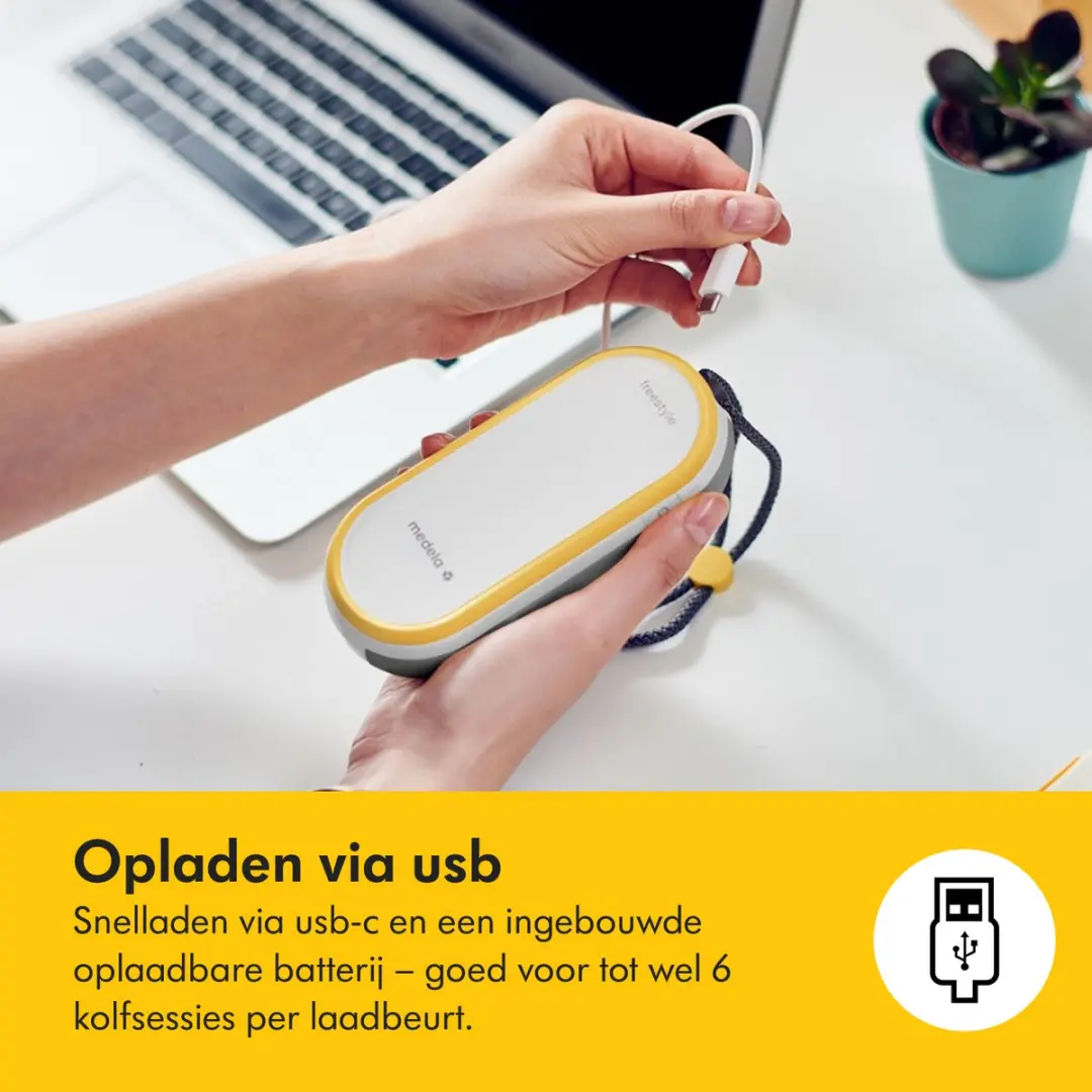 Medela Freestyle Handsfree Dubbele Elektrische Borstkolf - Grijs/Transparant/Geel