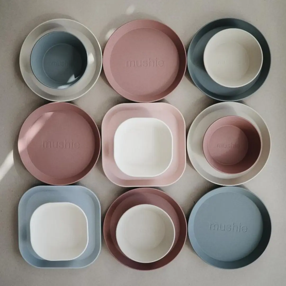 Mushie Kinderservies Set 2 Borden Rond - Soft Lilac