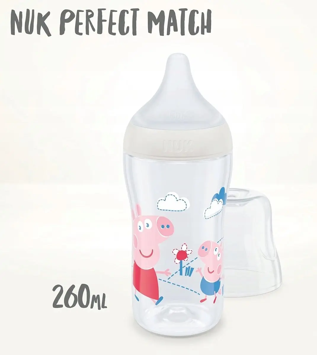 NUK Peppa Pig Perfect Match Babyfles 260ml - Roze