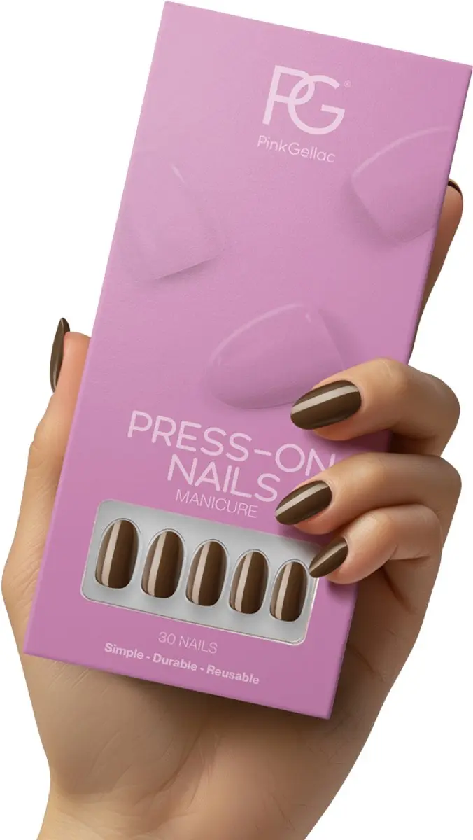 Pink Gellac Press On Nails 421 Mocha Brown