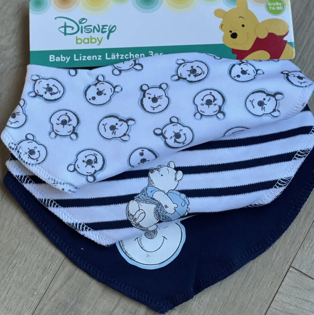 Disney Winnie de Poeh Slabbetjes 3 Stuks - Blauw/Wit