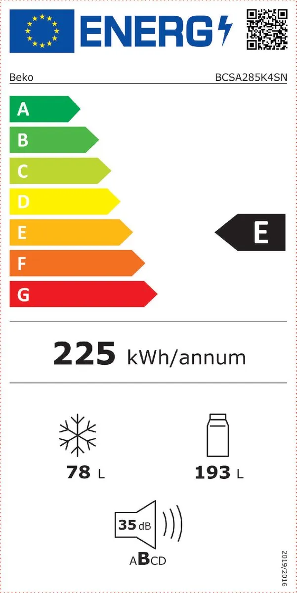Beko BCSA285K4SN Inbouw Koelvriescombinatie 271L - Wit - afbeelding 6 van 6