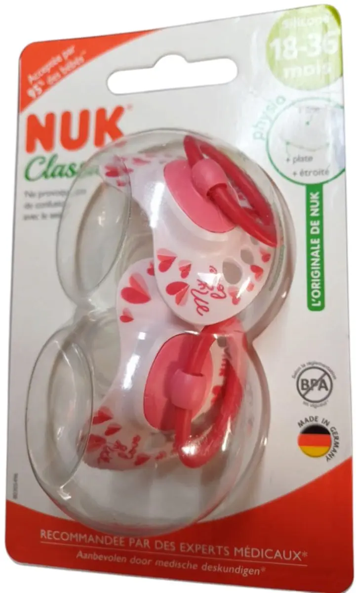 NUK Classic My Love Siliconen Fopspenen - 2 Stuks (3x) - Roze/Rood