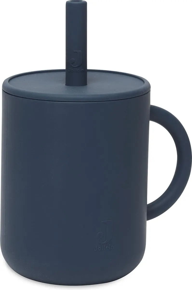 Jollein Drinkbeker Met Rietje Jeans Blue - Siliconen - 6-18 maanden