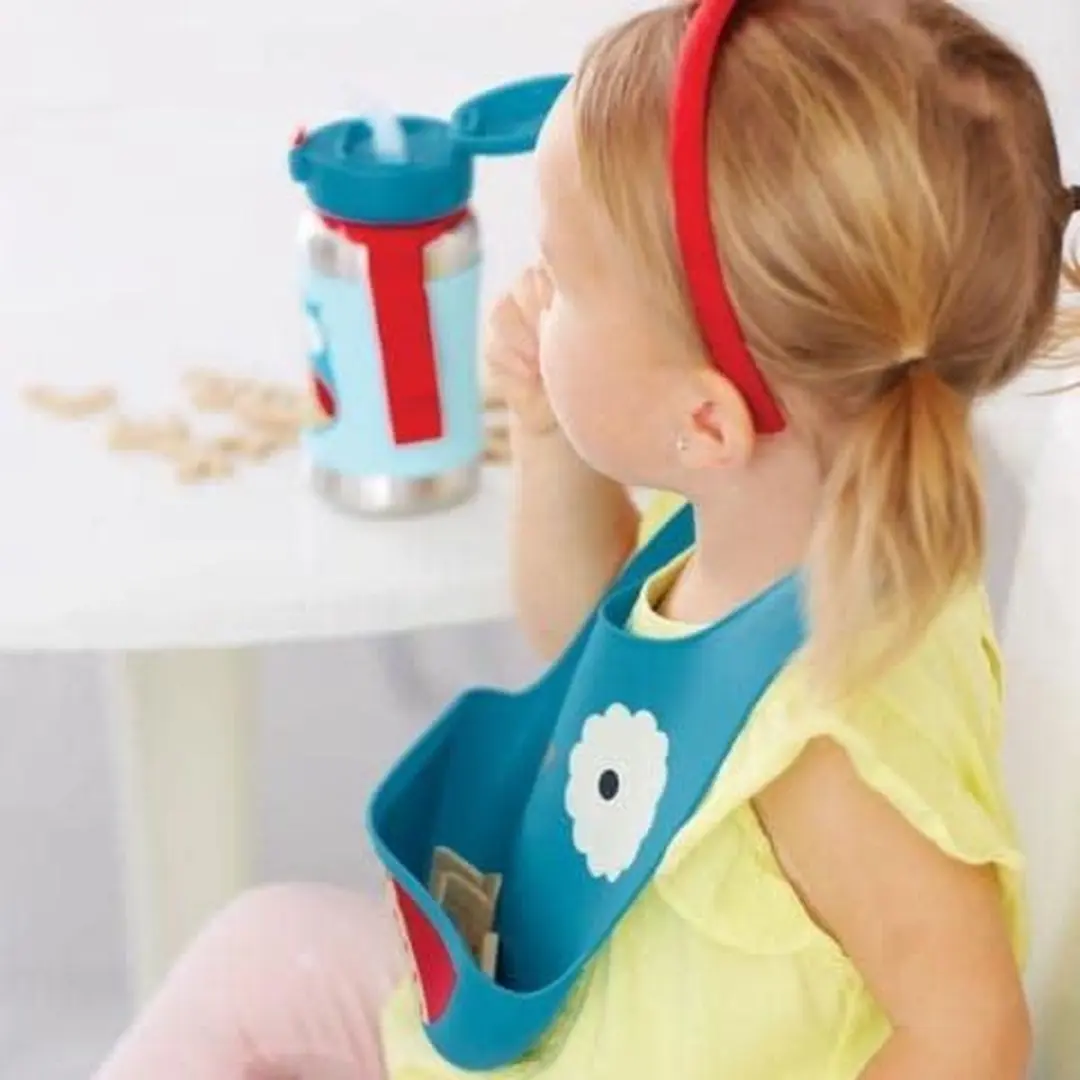 Skip Hop Zoo Fold & Go Siliconen Slabbetje - Uil - Blauw
