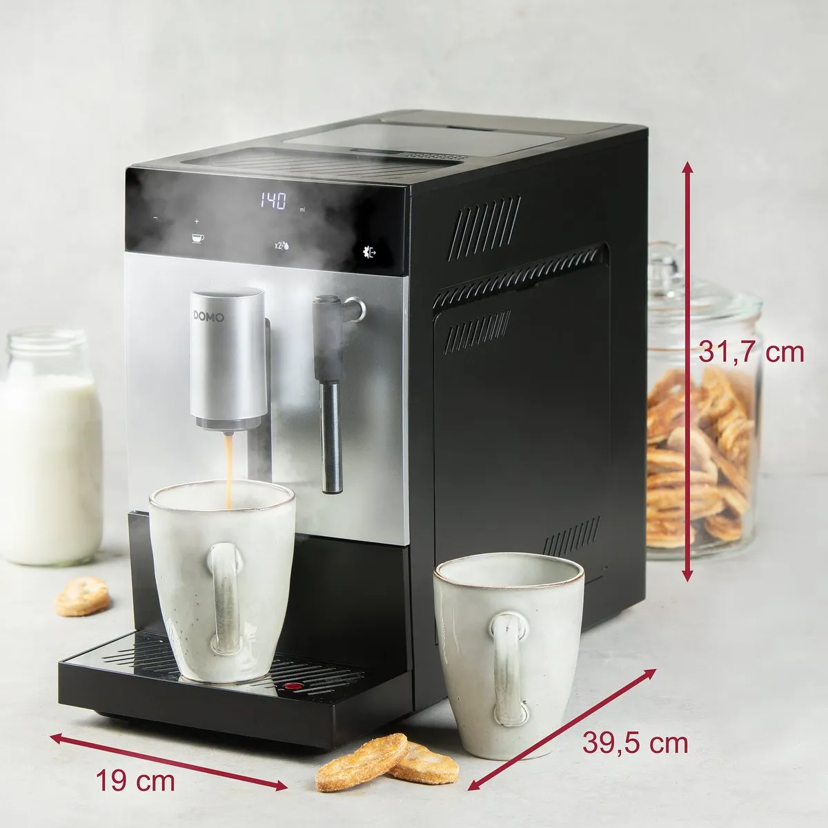 Domo DO741K Volautomatische Espressomachine - 19 bar - Zwart/Zilver - afbeelding 6 van 6