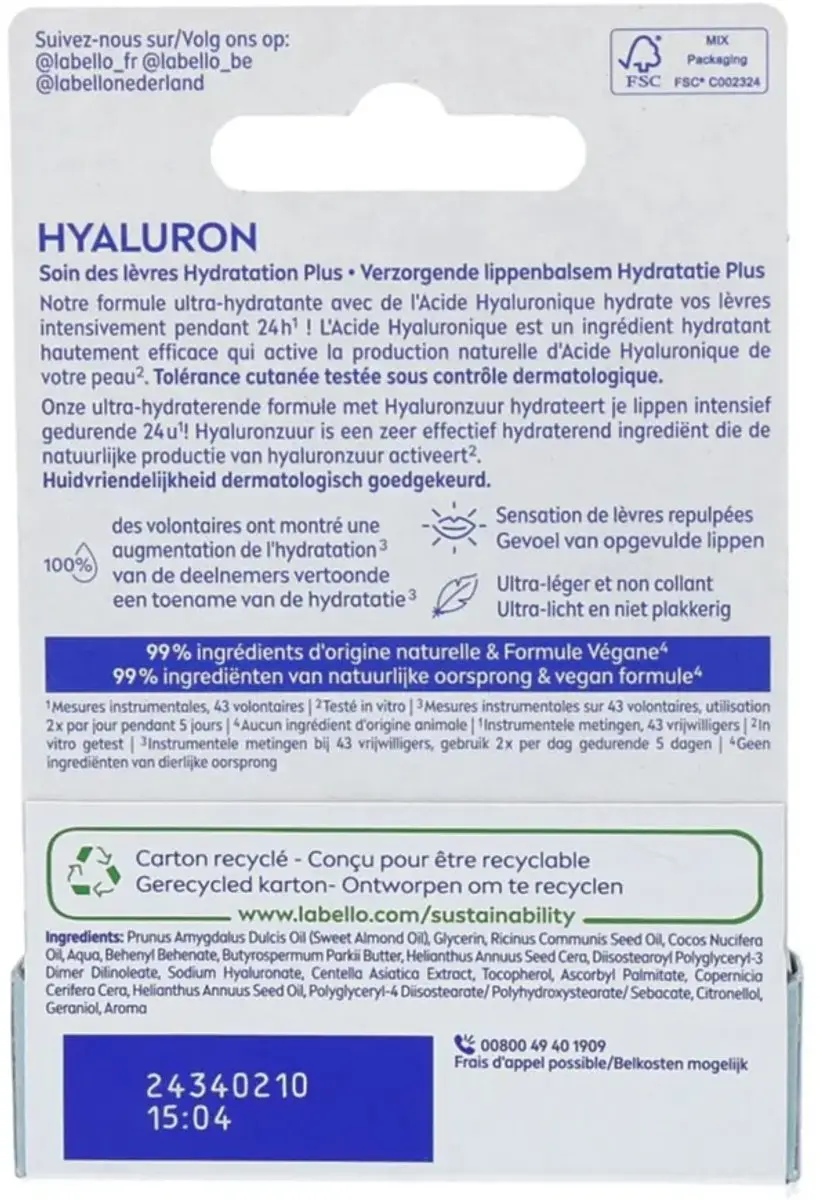 Labello Lippenbalsem Hyaluron 5g
