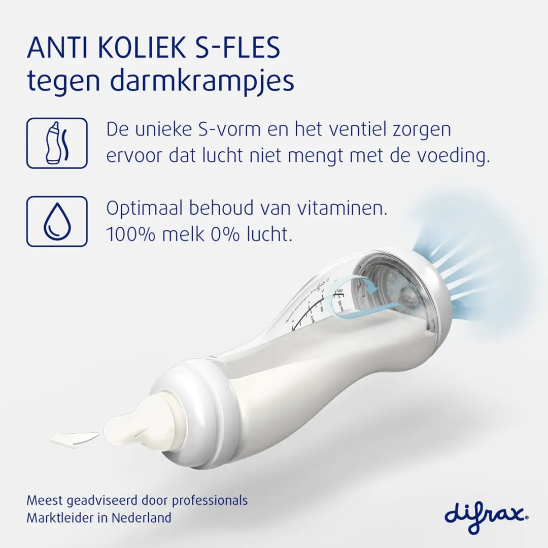 Difrax Natural S Babyfles 170ml - Lichtroze