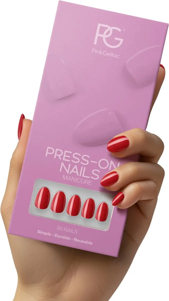 Pink Gellac Press On Nagels 109 Lipstick Red