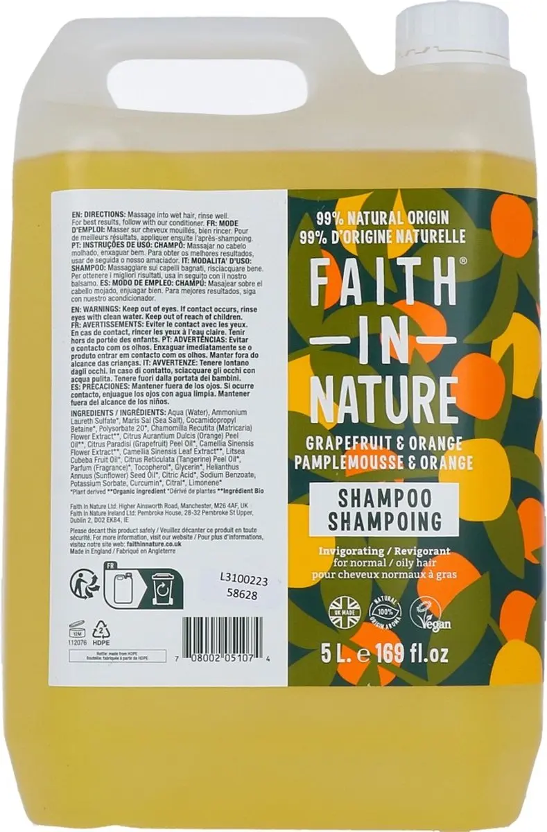 Faith In Nature Grapefruit & Sinaasappel Shampoo 5L