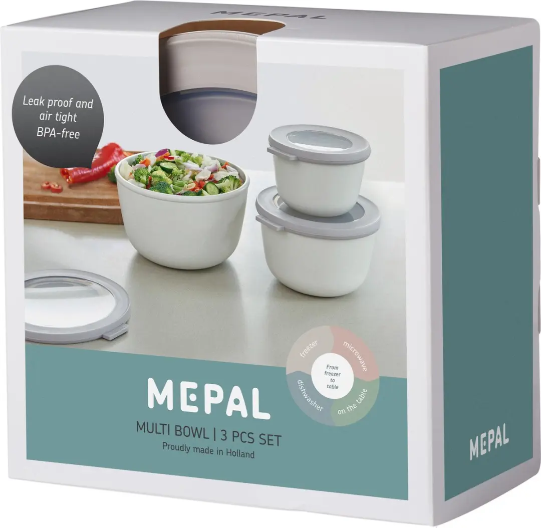 Mepal Cirqula Vershouddoosset 3-delig - 500/1000/2000ml - Nordic White