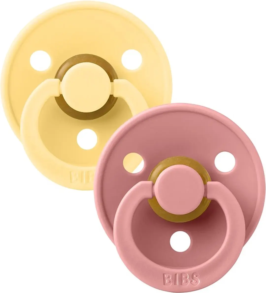BIBS Colour Pacifier Maat 2 - 2 Stuks - Geel/Pale Butter/Rozig