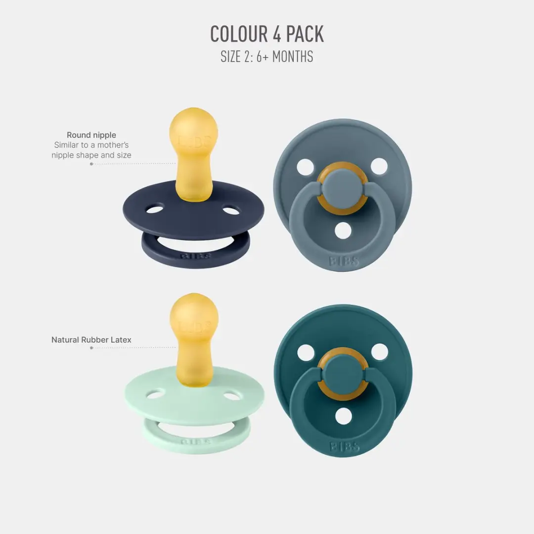 BIBS Colour Speen 4 Stuks - Baby Boy - Natuurlijk Rubberlatex