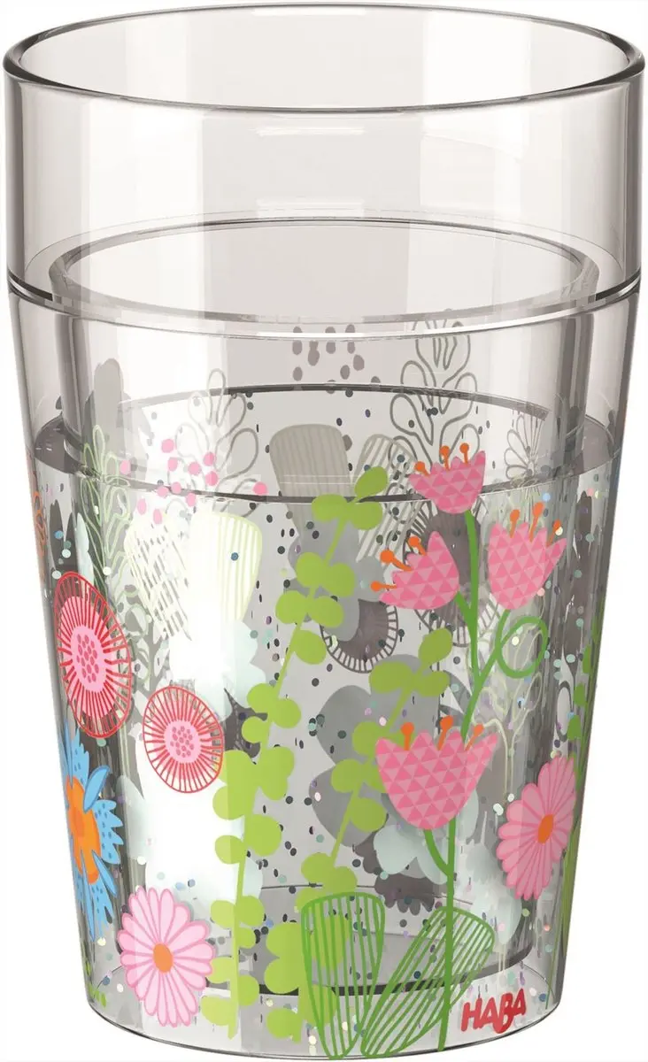 Haba Glitterbeker Bloemen 340ml