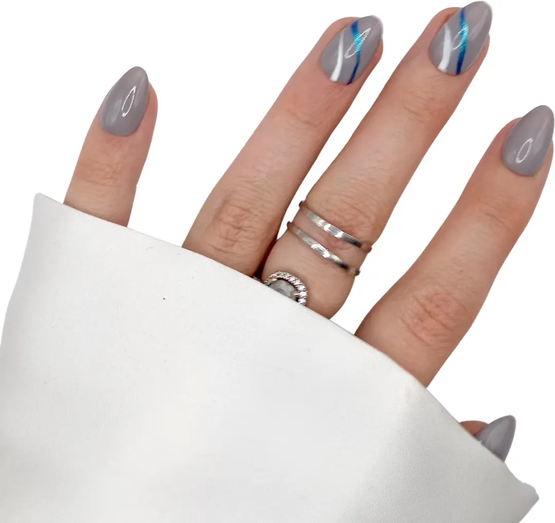 SD Press on Nails B-146 XS Stiletto Kunstnagels Bruingrijs Swirls - 20 Stuks