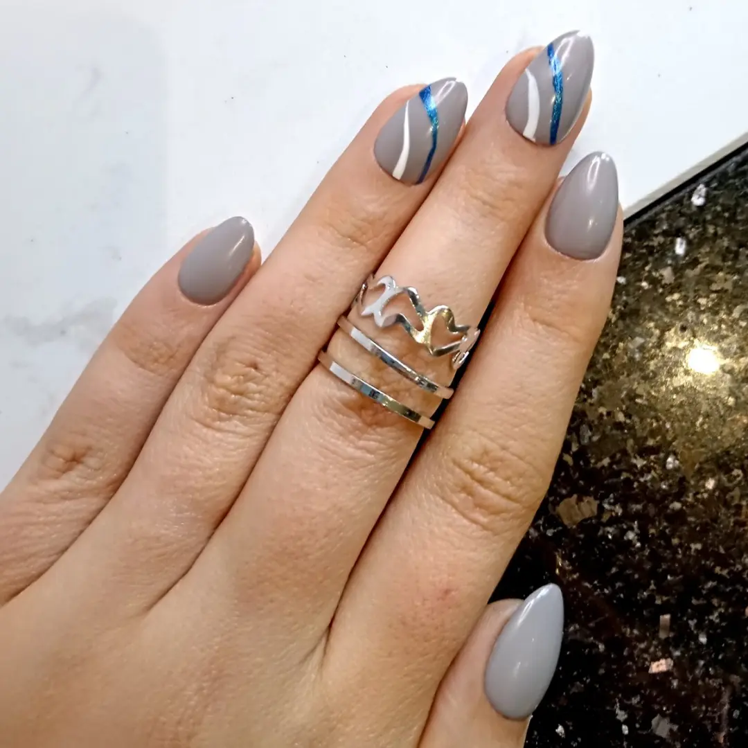 SD Press on Nails B-146 XS Stiletto Kunstnagels Bruingrijs Swirls - 20 Stuks