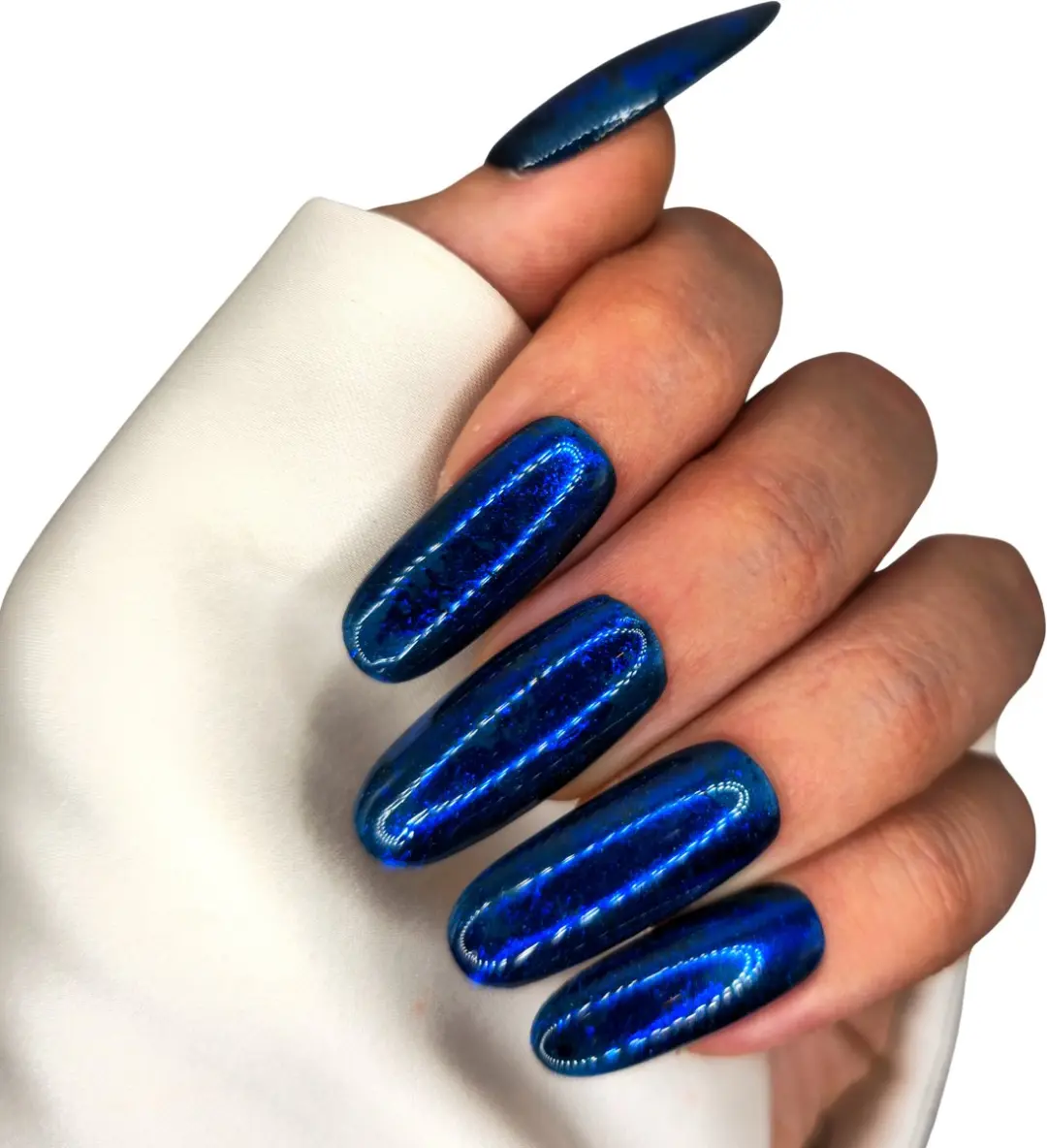 SD Press on Nails B-148 Plaknagels Blauw Glitter - 20 Stuks