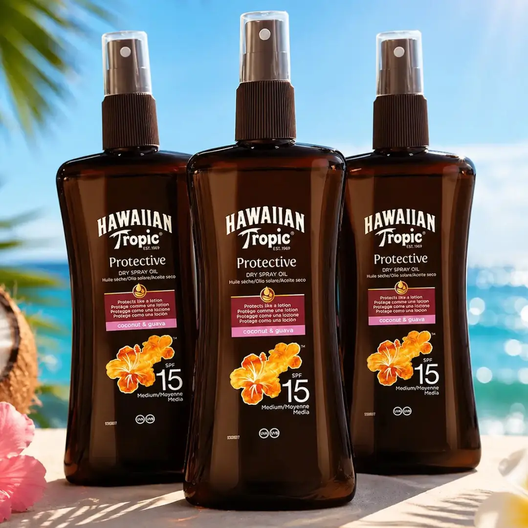 Hawaiian Tropic Protective Dry Spray SPF 15 - 600ml (3x200ml)