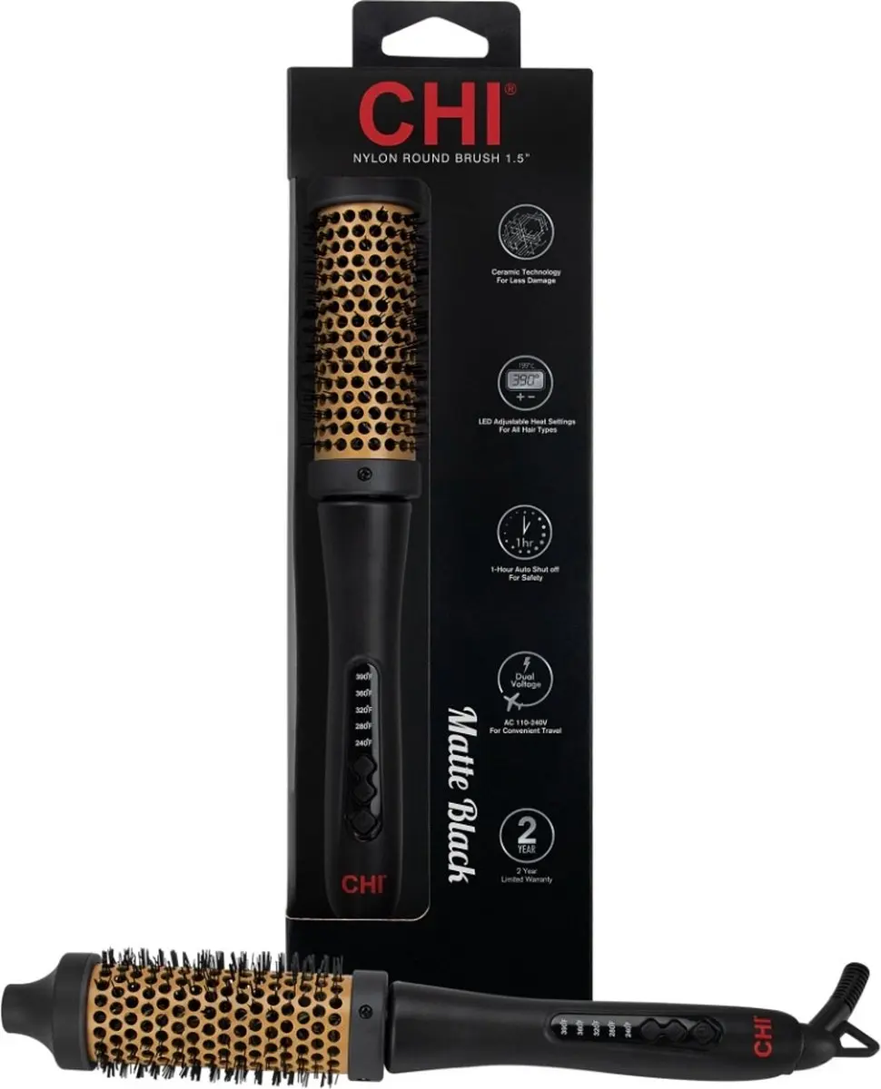 Chi Natural Life Ceramic Nylon Roundbrush Föhnborstel 1.5 - Zwart