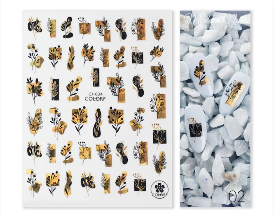 Modena Nails Nail Art Stickers Gold Glam #02