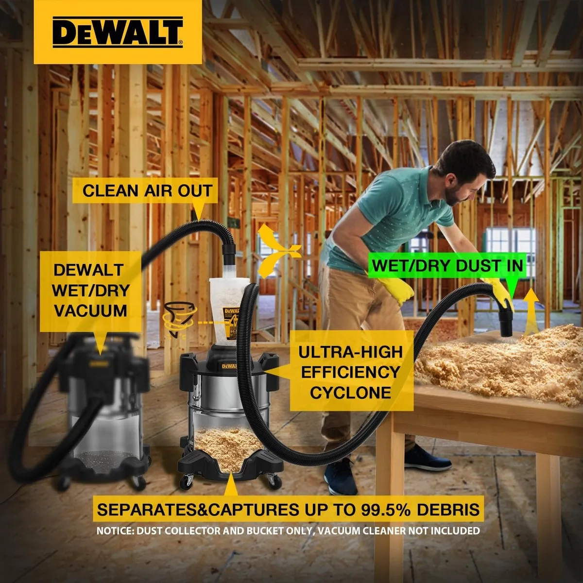 DeWalt DXVCS003 Voorafscheider RVS 34L