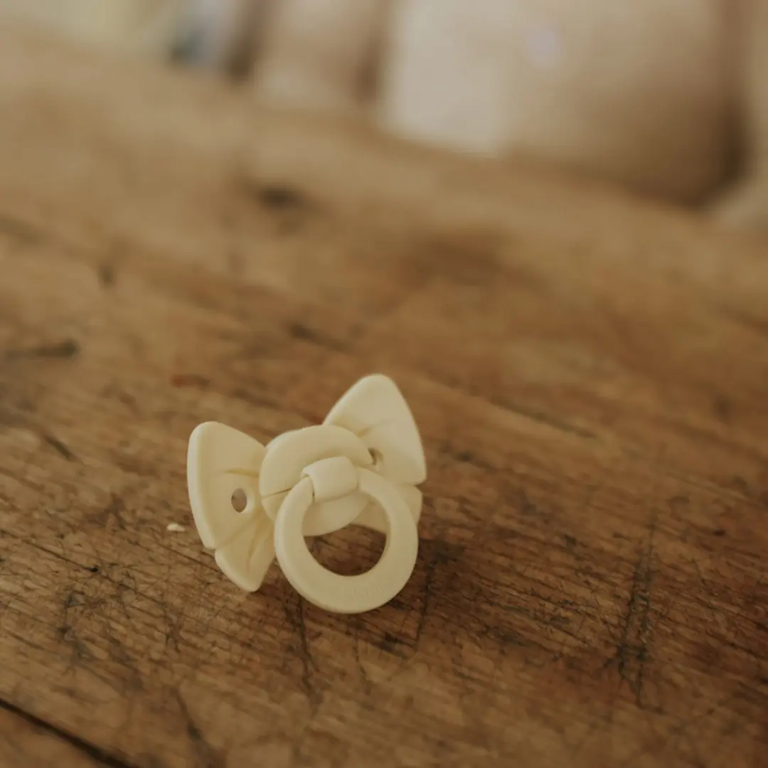 Elodie Binky Bow Newborn Siliconen Fopspeen - Oat White