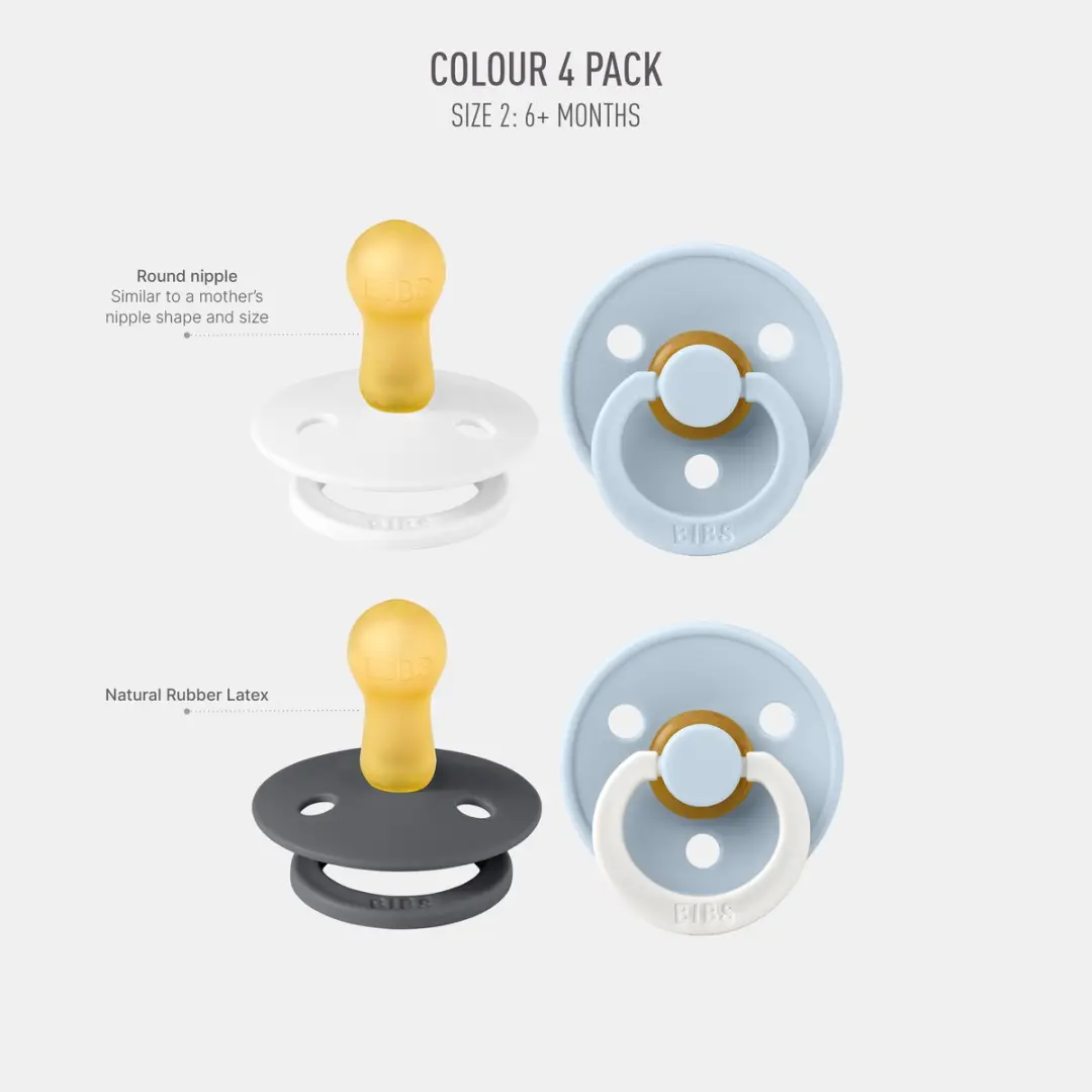 BIBS Colour Speen 4 Stuks - Natuurlijk Rubberlatex - 6-18 Maanden - White Glow Mix