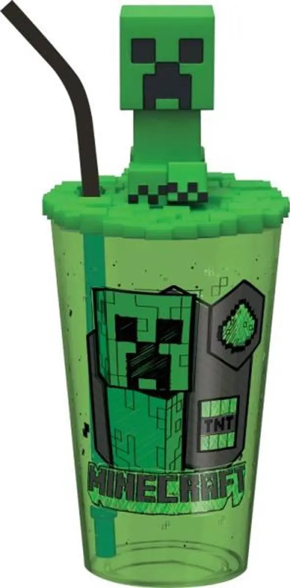 Minecraft Drinkbeker met Rietje 500ml