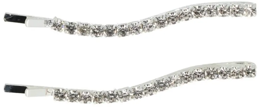 Haarsoires Schuifspeldjes 5cm Wave - Strass Zilver - 2 Stuks