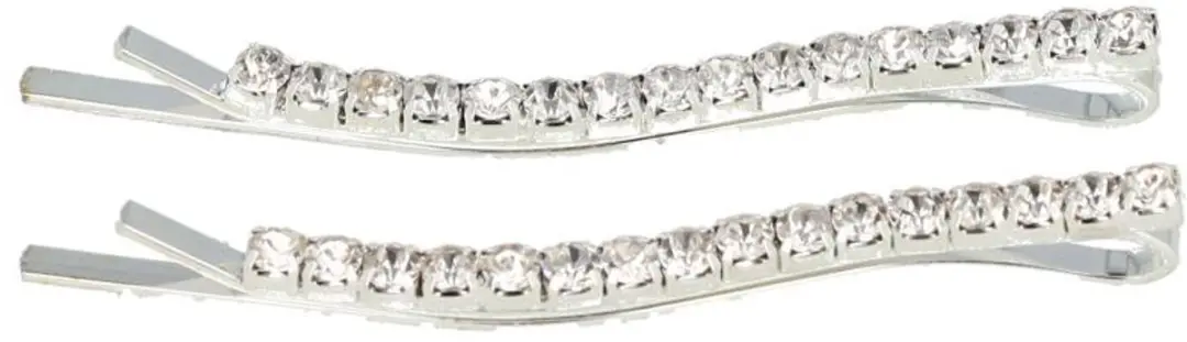 Haarsoires Schuifspeldjes 5cm Wave - Strass Zilver - 2 Stuks