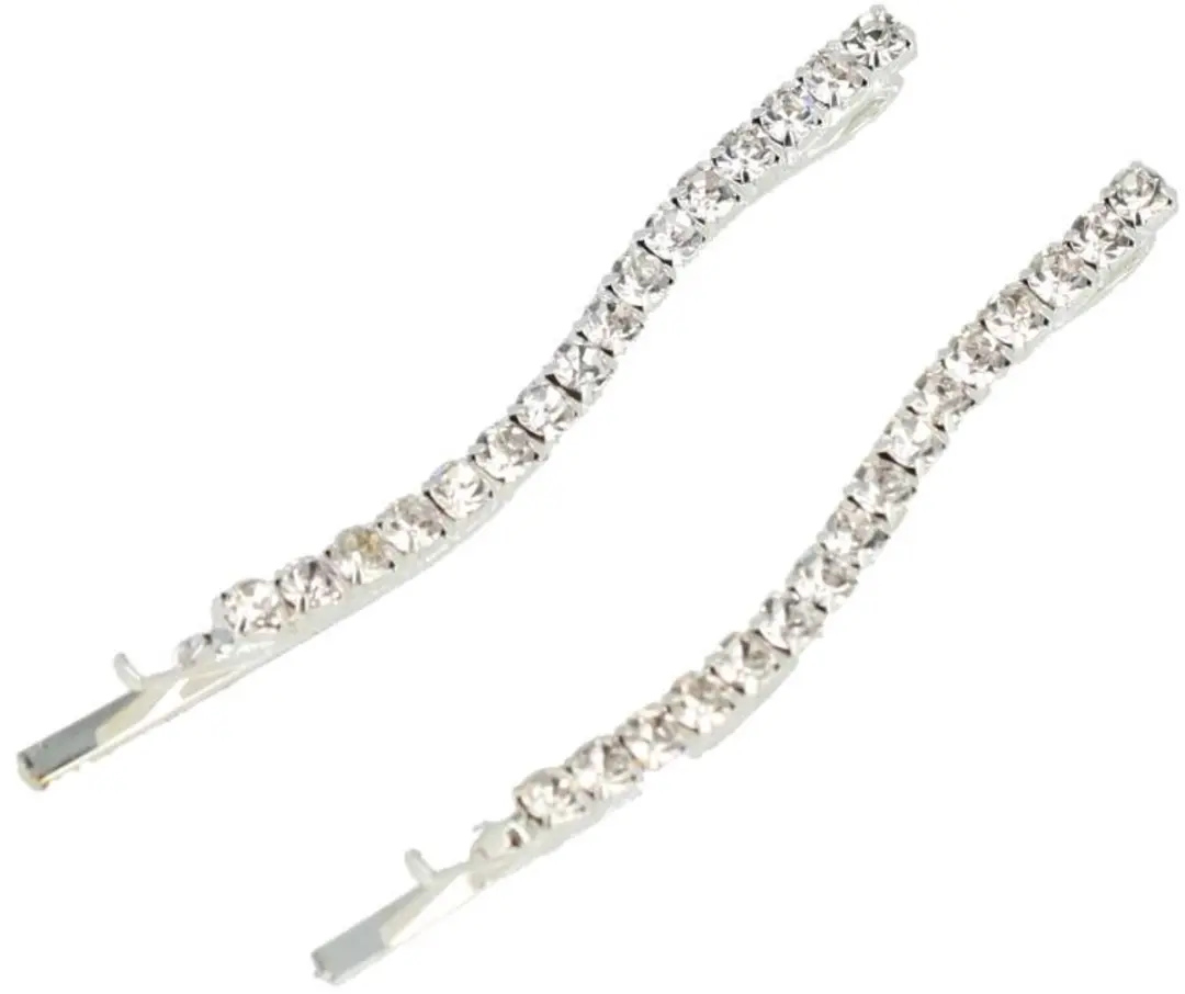 Haarsoires Schuifspeldjes 5cm Wave - Strass Zilver - 2 Stuks