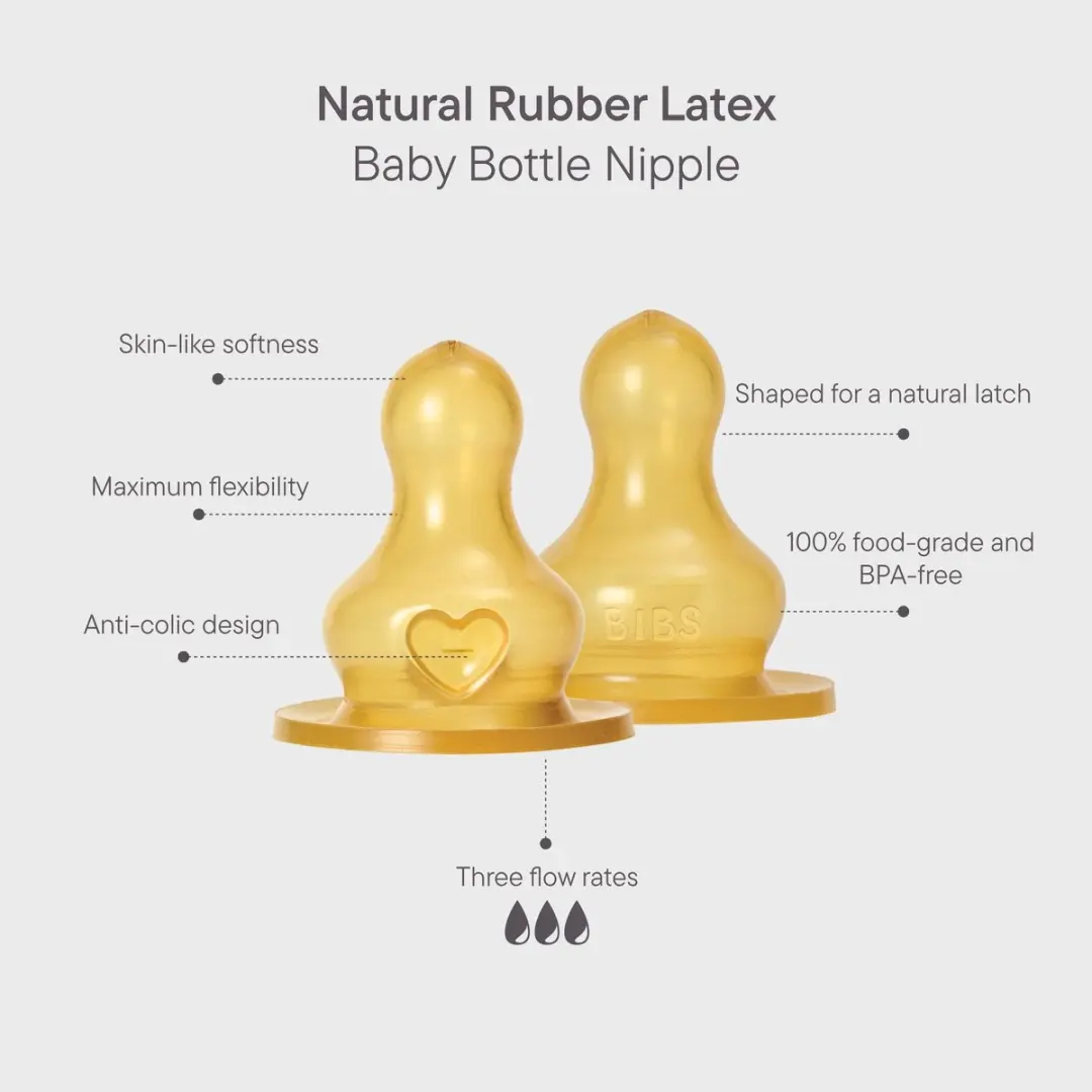 BIBS Flesspenen 2 Stuks - Anti-koliek Natuurlijk Rubberlatex