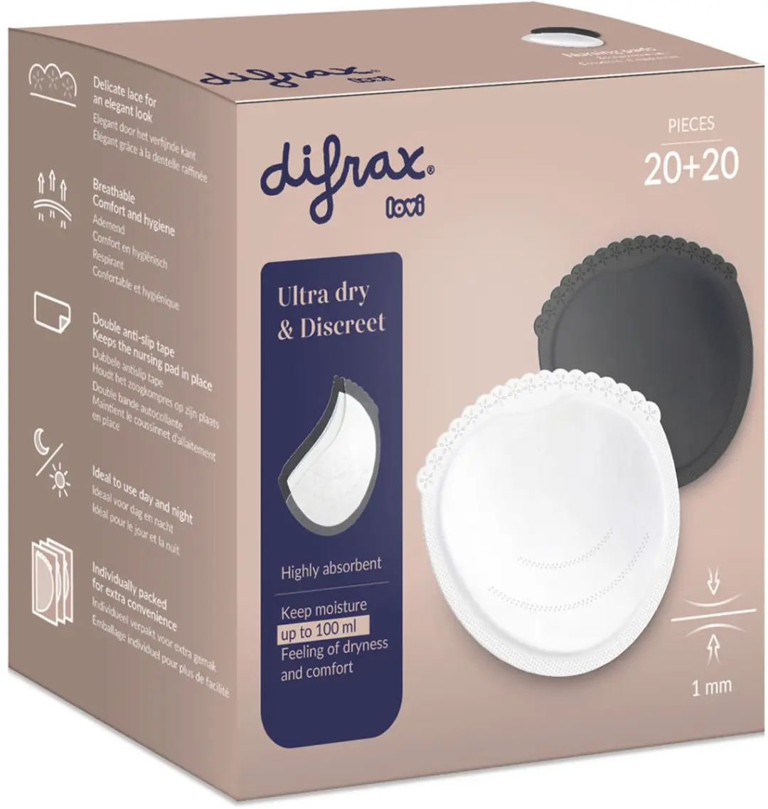 Difrax Zoogcompressen 120 Stuks - Wit/Zwart