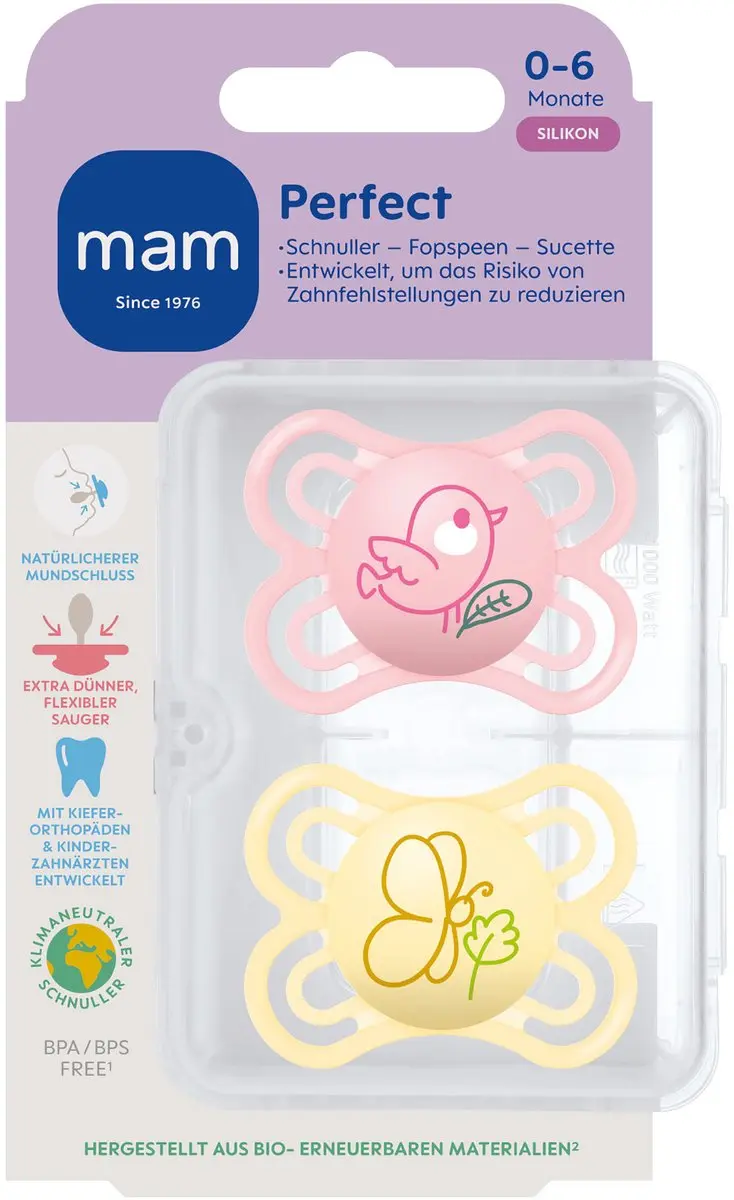 MAM Perfect Silikon Speen Extra Dun Roze - 2 Stuks