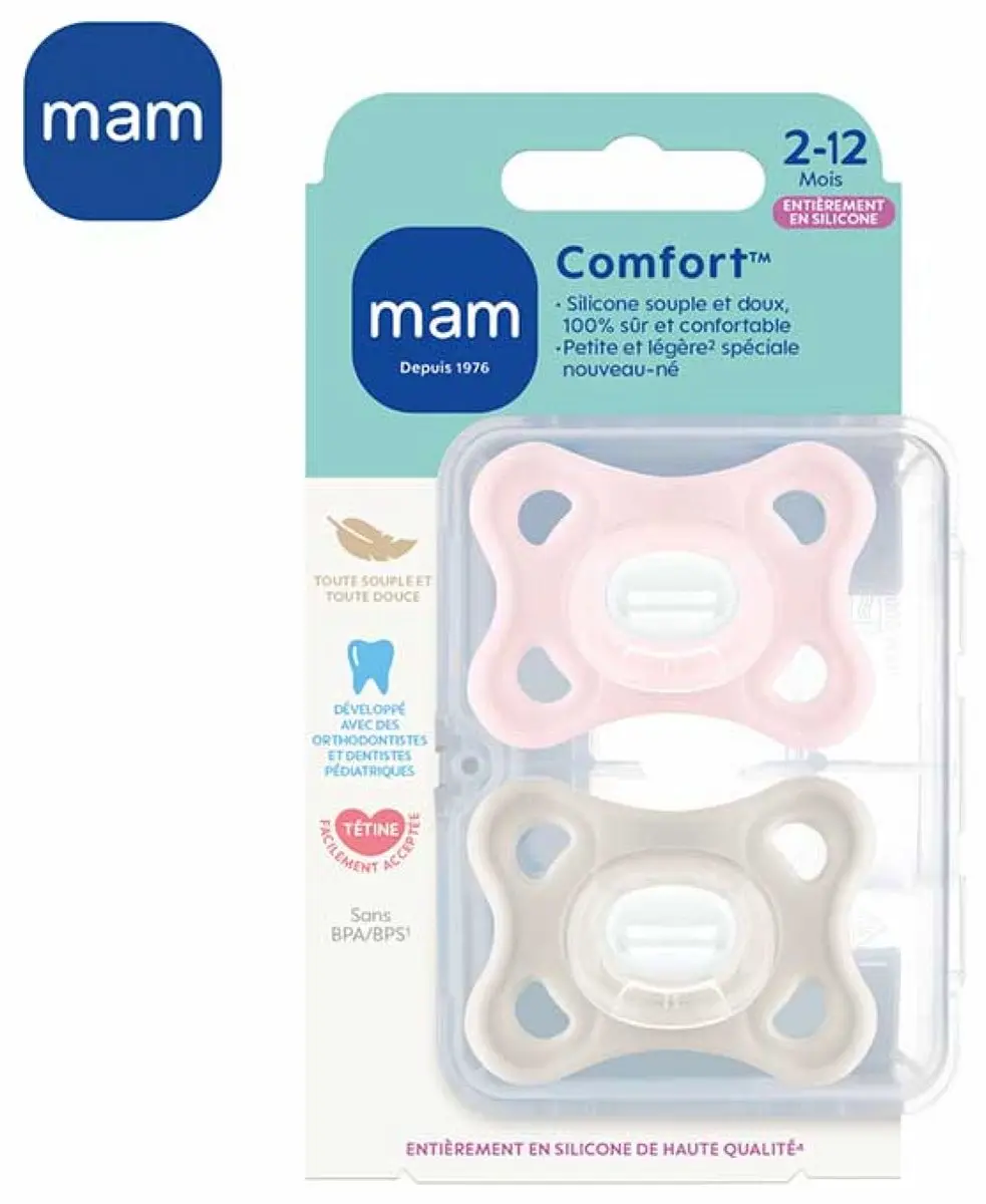 MAM Comfort 2 Fopspenen 2-6 Maanden Roze & Beige - 2 Stuks