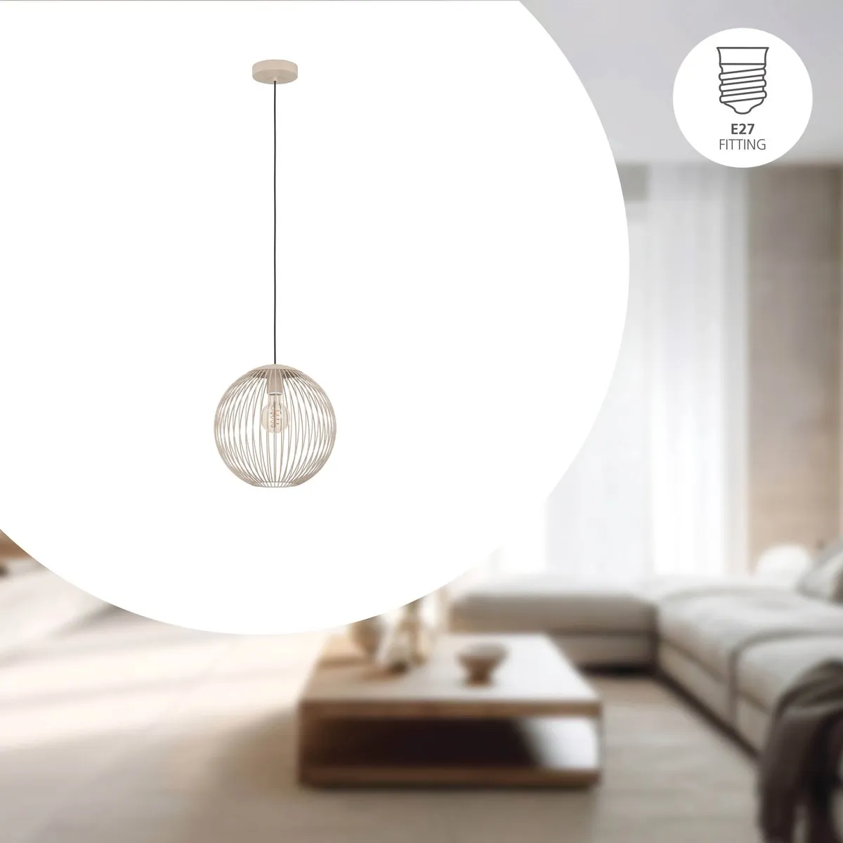 Eglo Lindero Hanglamp E27 - Ø32cm - Zandkleur