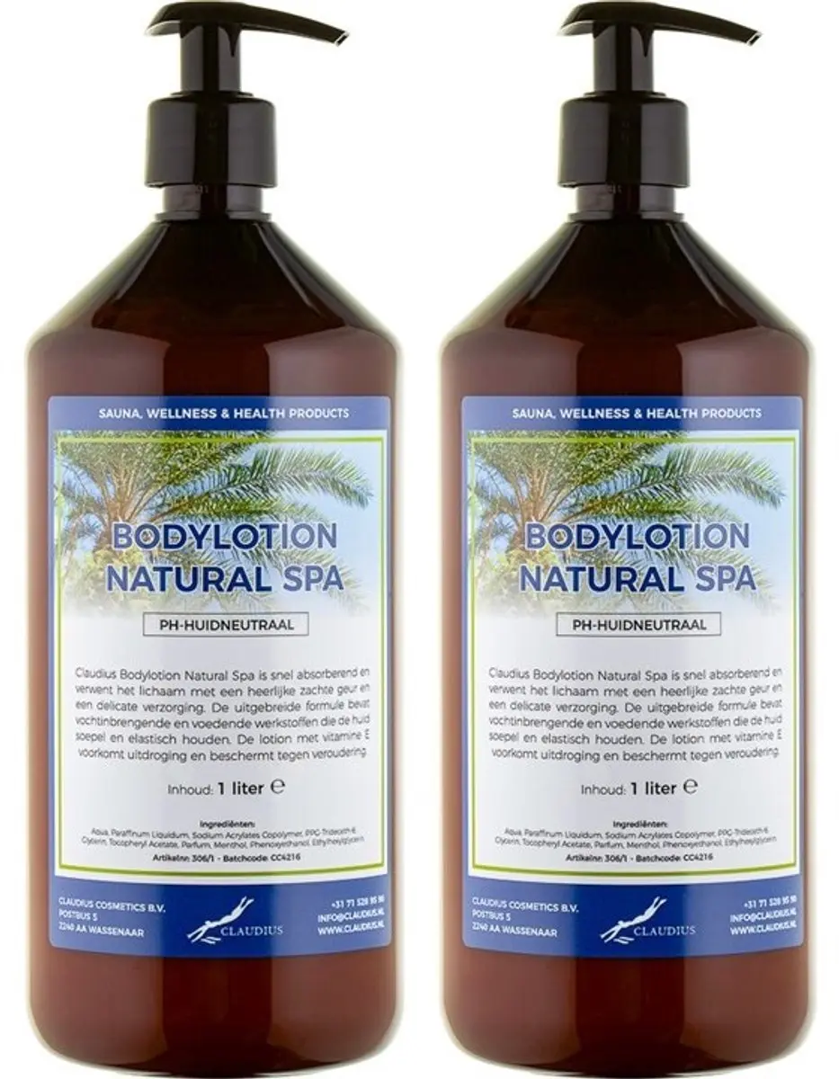 Splashbox Cosmetics Bodylotion Natural Spa 2 Liter - 2 Stuks