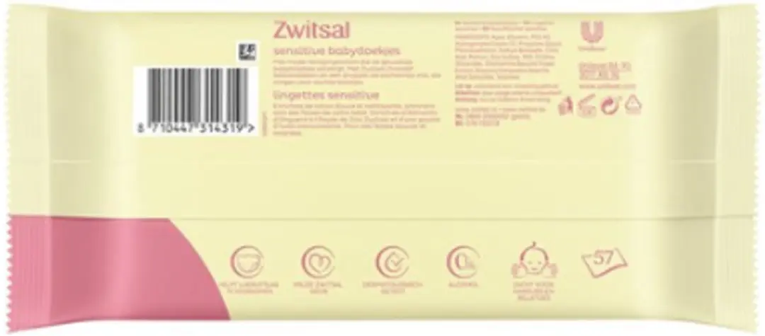 Zwitsal Sensitive Billendoekjes 12x57 - Kleurstofvrij