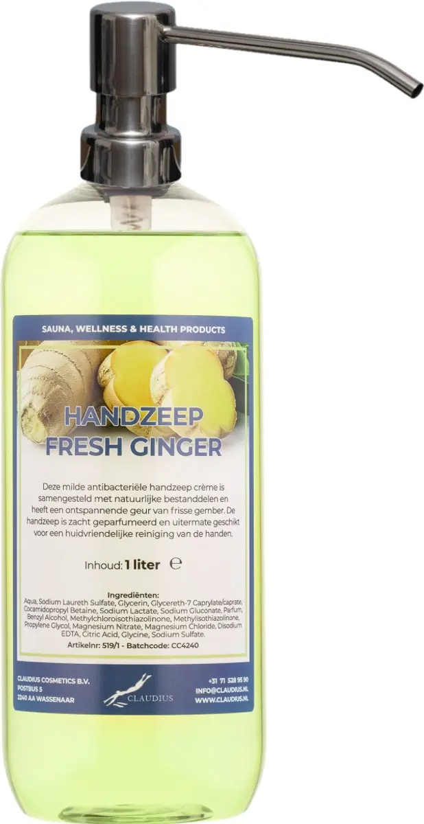 Splashbox Cosmetics Handzeep Fresh Ginger 1L - RVS pomp