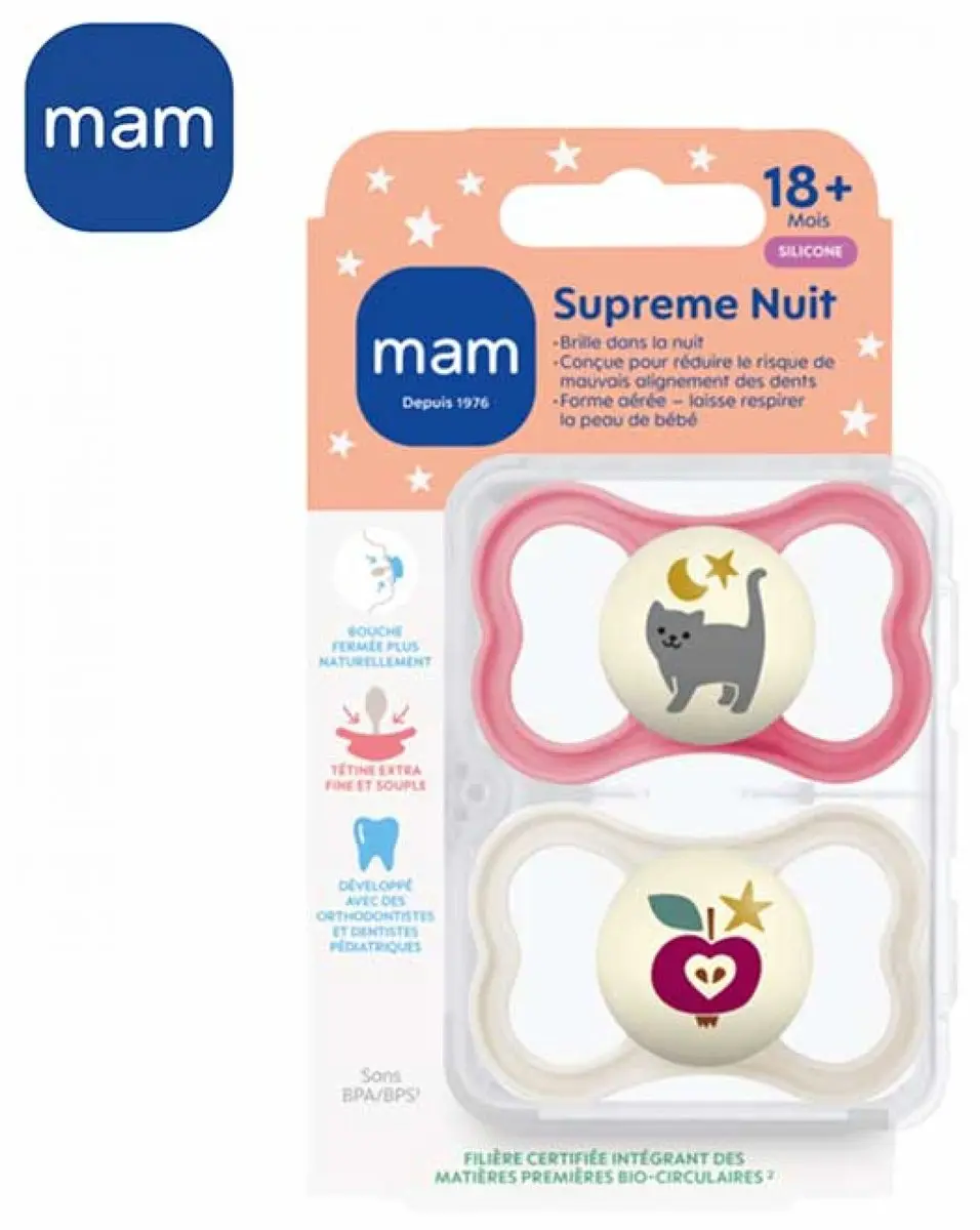 MAM Supreme Nuit Fopspenen 18+ Maanden - Vos & Blauw - 2 Stuks