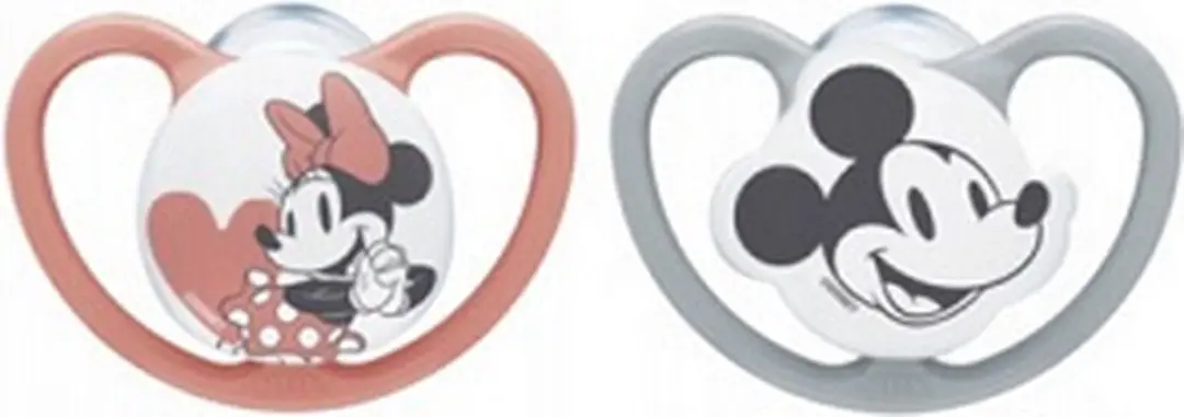 NUK Space Disney Baby Fopspenen 2 Stuks - 18-36 Maanden - Roze/Grijs