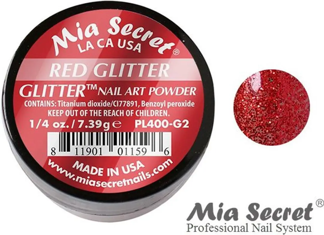 Mia Secret Acrylpoeder Glitter Rood 7.5ml